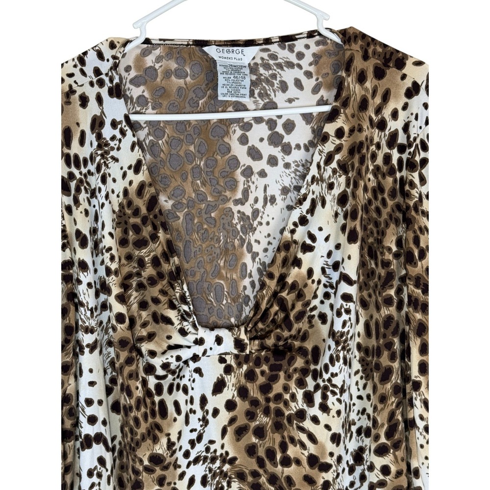 George Women Plus Leopard‎ Print Twist Neck Long Sleeve Top 26W 28W - Picture 6 of 13